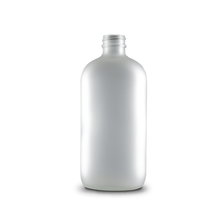 16 oz Clear Frosted Glass Boston Round Bottle 28-400 Neck Finish