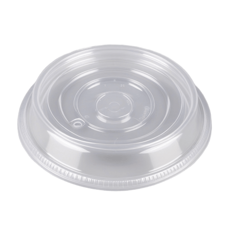 Clear plastic lid designed for 8 oz soup or food cup