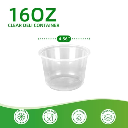 16 Ounces Clear PP Plastic Deli Container Shown with Dimensions.jpg
