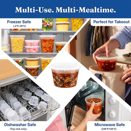 16 oz Clear PP Plastic Round Deli Container with Airtight Lid - (240/Case) - Thumbnail 3