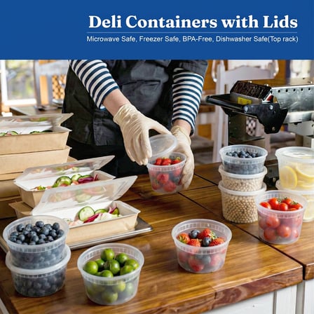 16 oz Clear PP Plastic Round Deli Container with Airtight Lid - (240/Case) - Thumbnail 4