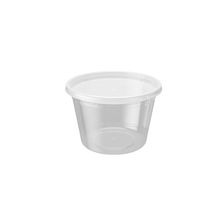 Clear 16 oz deli container with a transparent lid