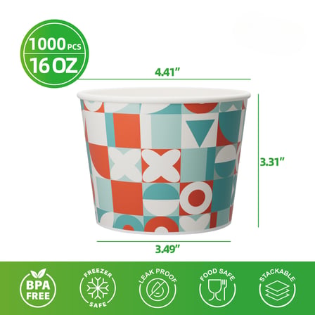 16 oz. Retro-inspired print paper frozen yogurt / food cup shown with dimensions.jpg