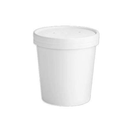 16 oz White Double Poly-Coated Paper Food Cup with Vented Paper Lid