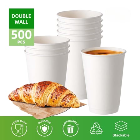 16 oz. White double wall paper coffee cups​ with croissant.jpg