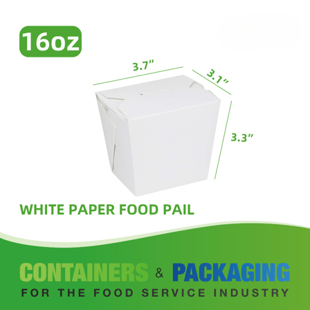 16 oz. White Chinese Microwavable Paper Take Out Containers - (400/Case)