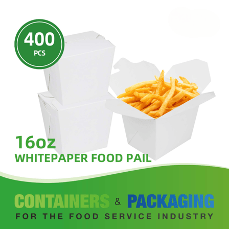 16 oz. White Chinese Microwavable Paper Take Out Containers - (400/Case)