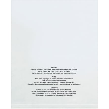 16 x 16" - 2 Mil Flat Suffocation Warning Poly Bags
