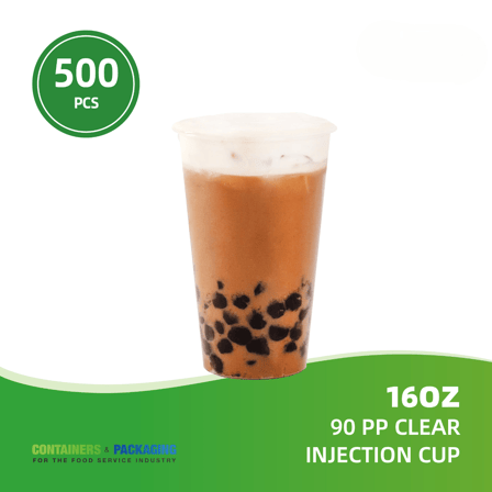 16 oz. Clear PP Plastic Injection Cold Cups 90 mm - (500/Case)