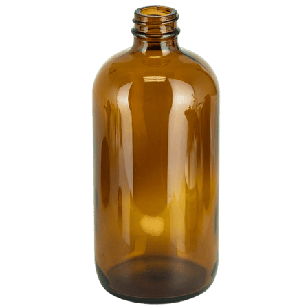 16oz Amber Glass Boston Round Bottle 28-400(60/case)