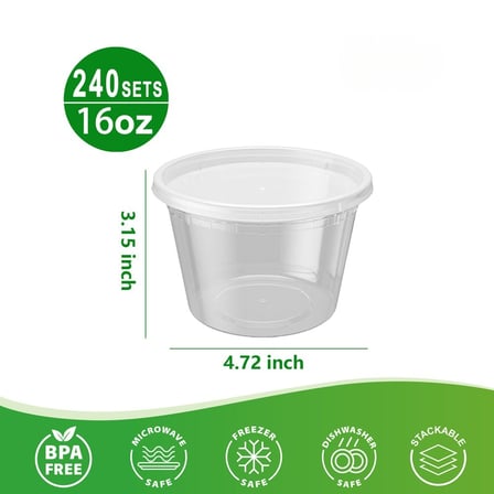 16 oz. Heavy Duty Microwavable Translucent Plastic Deli Container with Lid Showing Dimensions.jpg