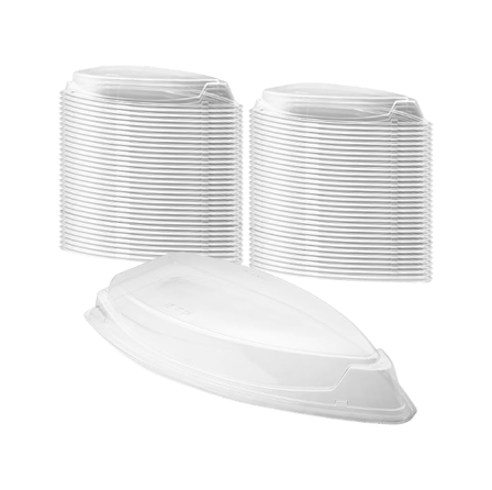 17.87'' x 8.74'' x 2.36'' Clear disposable boat-shaped sushi tray lids.png