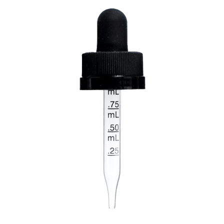 18-400 Black CRC Dropper with 55 mm Graduated Glass Pipette - (1000/Case)