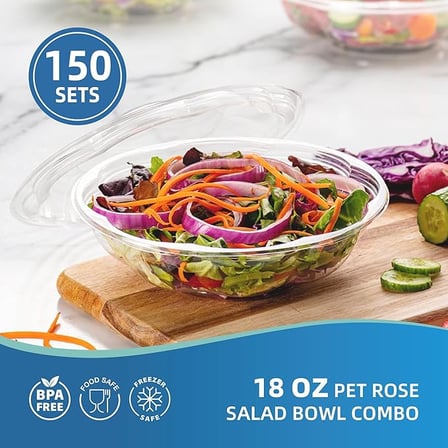Freshly made vegetable salad served in an 18 oz. clear PET plastic salad bowl with lid​.jpg
