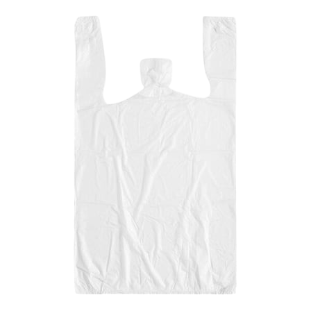 1/8 Small Size White Unprinted Standard-Duty T-Shirt Bag - (2000/Case) - Thumbnail 1
