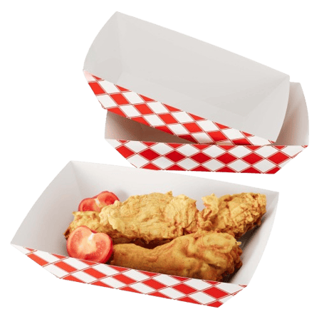 2 lb. Red & White Checkered Pattern Paper Food Trays - (1000/Case)