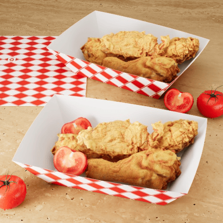 2 lb. Red & White Checkered Pattern Paper Food Trays - (1000/Case)