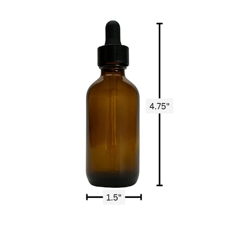 2 oz. (60 ml) Amber Boston Round Glass Bottle with Black Dropper