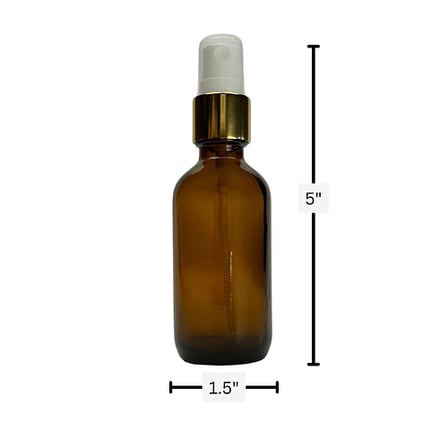 2 oz. (60 ml) Amber Boston Round Glass Bottle with White Bulb & Gold Dropper
