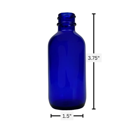 2 oz. (60 ml) Cobalt Blue Boston Round Glass Bottle 20-400 Neck Finish