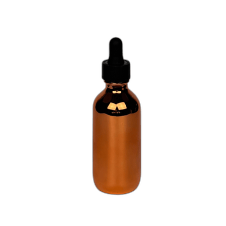 2 oz. (60 ml) Copper Boston Round Glass Bottle with Black Dropper