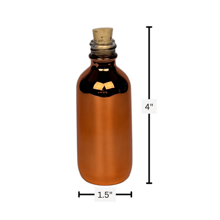 2 oz. (60 ml) Copper Boston Round Glass Bottle with Cork Stopper