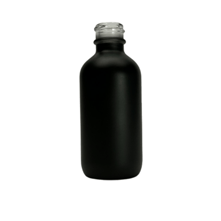 2 oz. (60 ml) Black Matte Boston Round Glass Bottle 20-400 Neck Finish