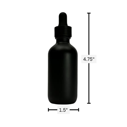 2 oz. (60 ml) Matte Black Boston Round Glass Bottle with Black Dropper