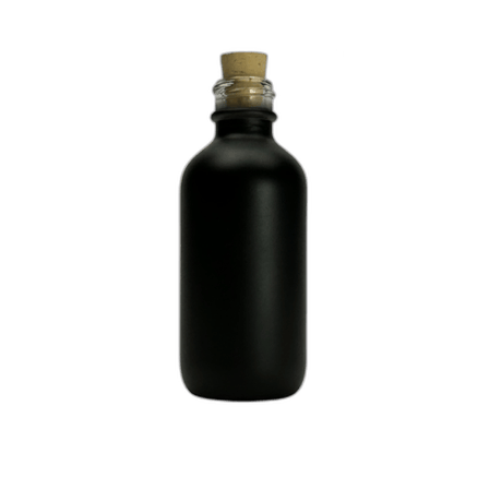 2 oz. (60 ml) Matte Black Boston Round Glass Bottle with Cork Stopper 