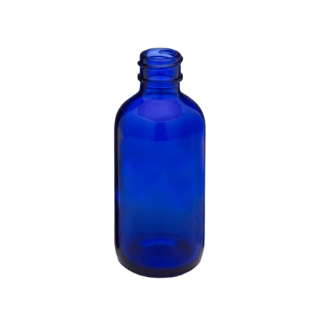 2 oz Cobalt Blue Boston Round Glass Bottle with 20-400 Neck Finish - (240/Case)