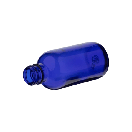 2 oz Cobalt Blue Boston Round Glass Bottle with 20-400 Neck Finish - (240/Case)