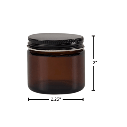 2 oz. Amber Glass 53-400 Straight Sided Round Jar with Black Metal Lid
