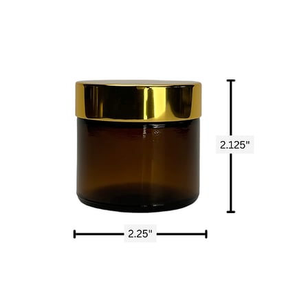 2 oz. Amber Glass 53-400 Straight Sided Round Jar with Gold Lid