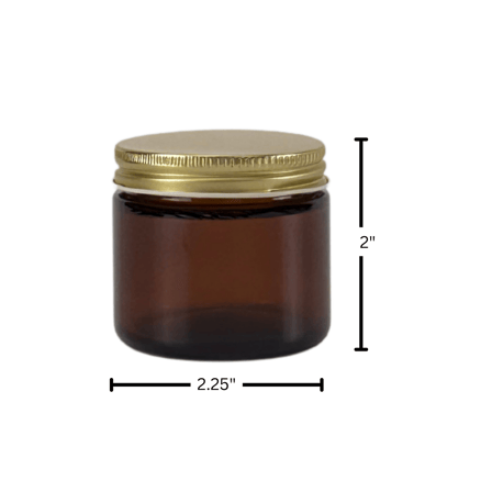 2 oz. Amber Glass 53-400 Straight Sided Round Jar with Gold Metal Lid - (24Case).png