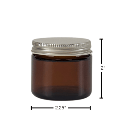 2 oz. Amber Glass 53-400 Straight Sided Round Jar with Silver Metal Lid