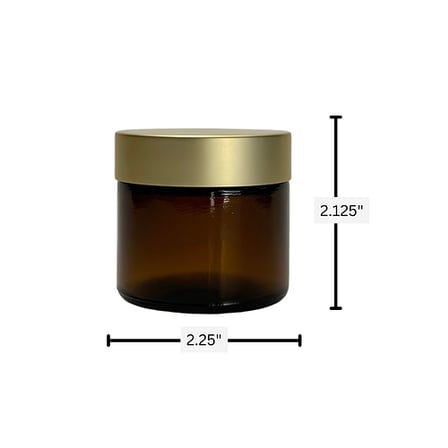 2 oz. Amber Glass Straight Sided Jar with Brushed Gold Lid and Sealing Disc 