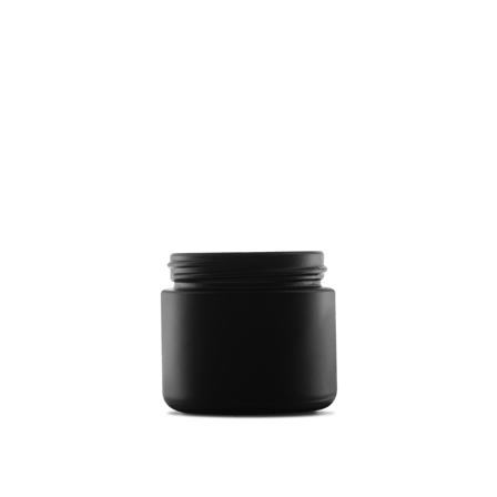 2 oz Black Frosted Glass Straight-Sided Round Jar 53-400 Neck Finish