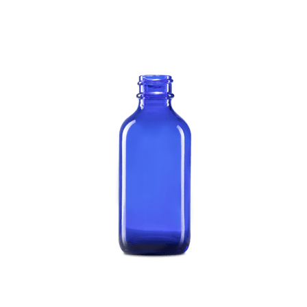 2 oz Blue Glass Boston Round Bottle 20-400 Neck Finish