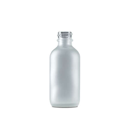 2 oz Clear Frosted Glass Boston Round Bottle 20-400 Neck Finish