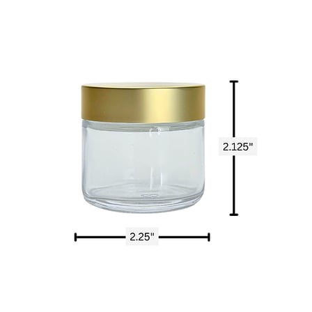 2 oz. Clear Glass 53-400 Straight Sided Jar with Brushed Gold Lid and Sealing Disc Liner