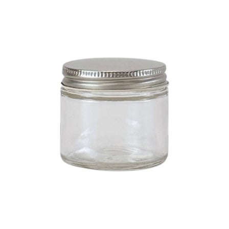 2 oz. Clear Glass 53-400 Straight Sided Round Jar with Silver Metal Lid.jpg