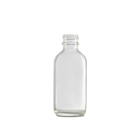 2 oz Clear Glass Boston Round Bottle 20-400 Neck Finish