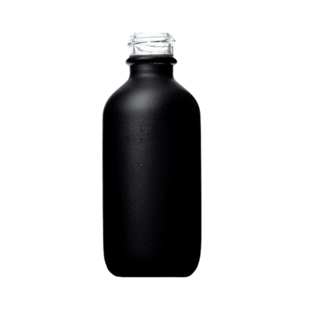 2 oz Flat Matte Black Boston Round Glass Bottle with 20-400 Neck Finish - (172/Case)