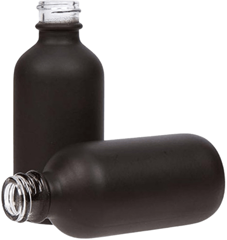 2 oz Flat Matte Black Boston Round Glass Bottle with 20-400 Neck Finish - (172/Case)