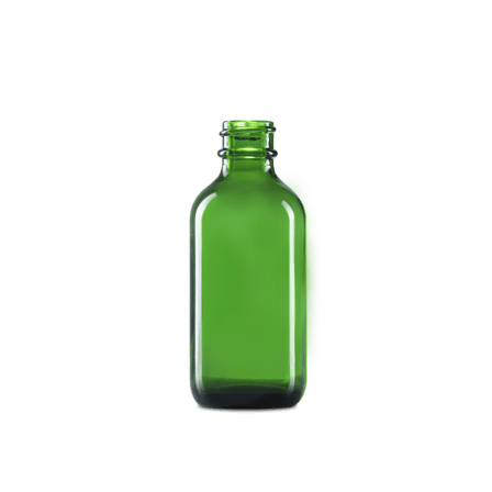 2 oz Green Glass Boston Round Bottle 20-400 Neck Finish