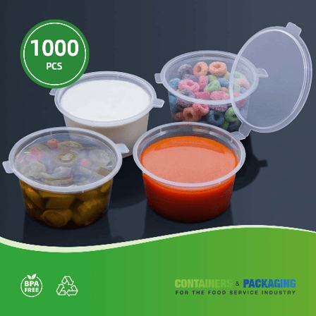 2 oz. Clear Plastic Portion Cups / Souffle Cups with Lids - (1000/Case)