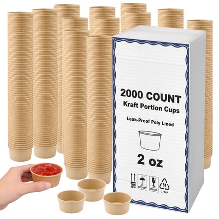 2 oz Poly Lined Kraft Paper Portion Cup - (2000/Case) - Thumbnail 2