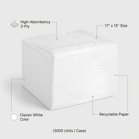 White 2-Ply Dinner Napkin 17" x 15" - (3000/Case) product image