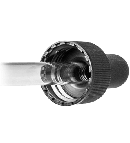 20-400 Black Dropper with 76 mm Graduated Glass Pipette (Fits 1 oz Boston Round Bottle) - 1000/Case