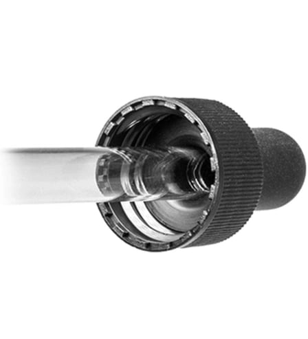 20-400 Black Dropper with 89 mm Graduated Polypropylene Pipette (Fits 2 oz Boston Round Bottle) - 1000/Case